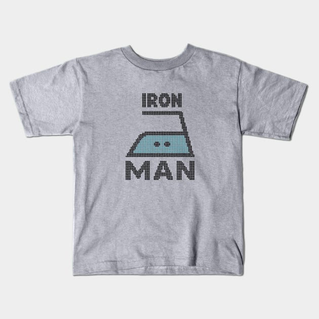 IRON MAN - Funny faux embroidery print Kids T-Shirt by Colette